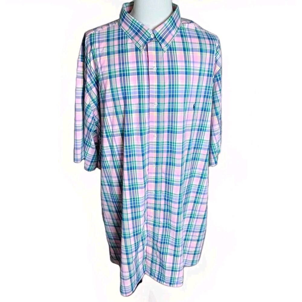 Polo Ralph Lauren Men's Performance Short Sleeve Button Down Plaid Check 4XLT - Picture 2 of 6
